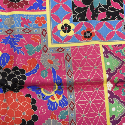 Hermes Silk Collections Imperiales Scarf 90 Fuchsia Vert Black 3 of 4