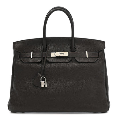 Hermes Taurillon Clemence Birkin 35 Chocolate 1 of 12