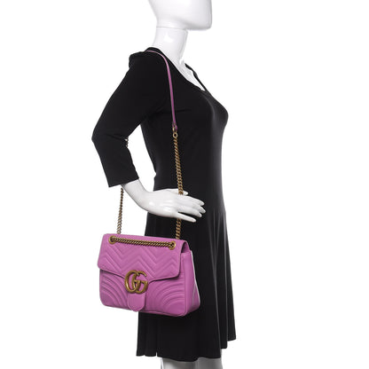 Gucci Calfskin Matelasse Medium GG Marmont Shoulder Bag Candy Mousse 2 of 14