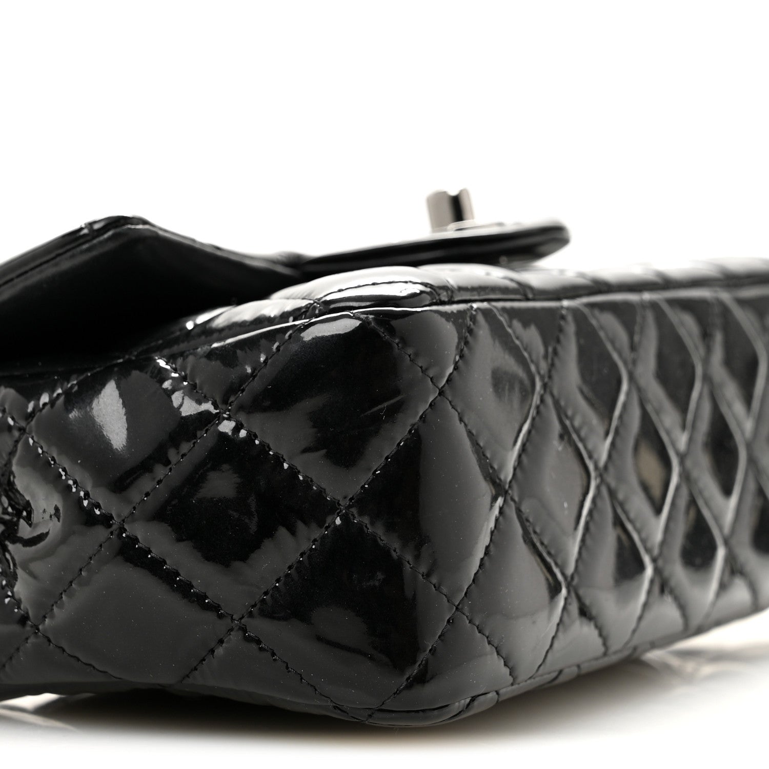 Chanel Patent Calfskin Quilted Mini Rectangular Flap Black 9 of 12
