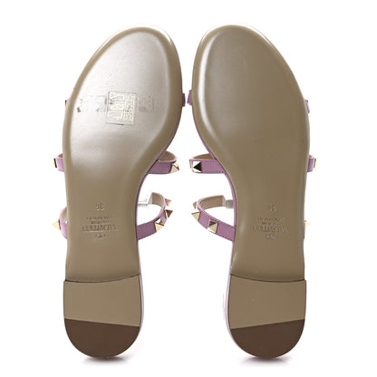 Valentino Garavani Nappa Rockstud Caged Flat Slide Sandals 36 Giacinto 6 of 8