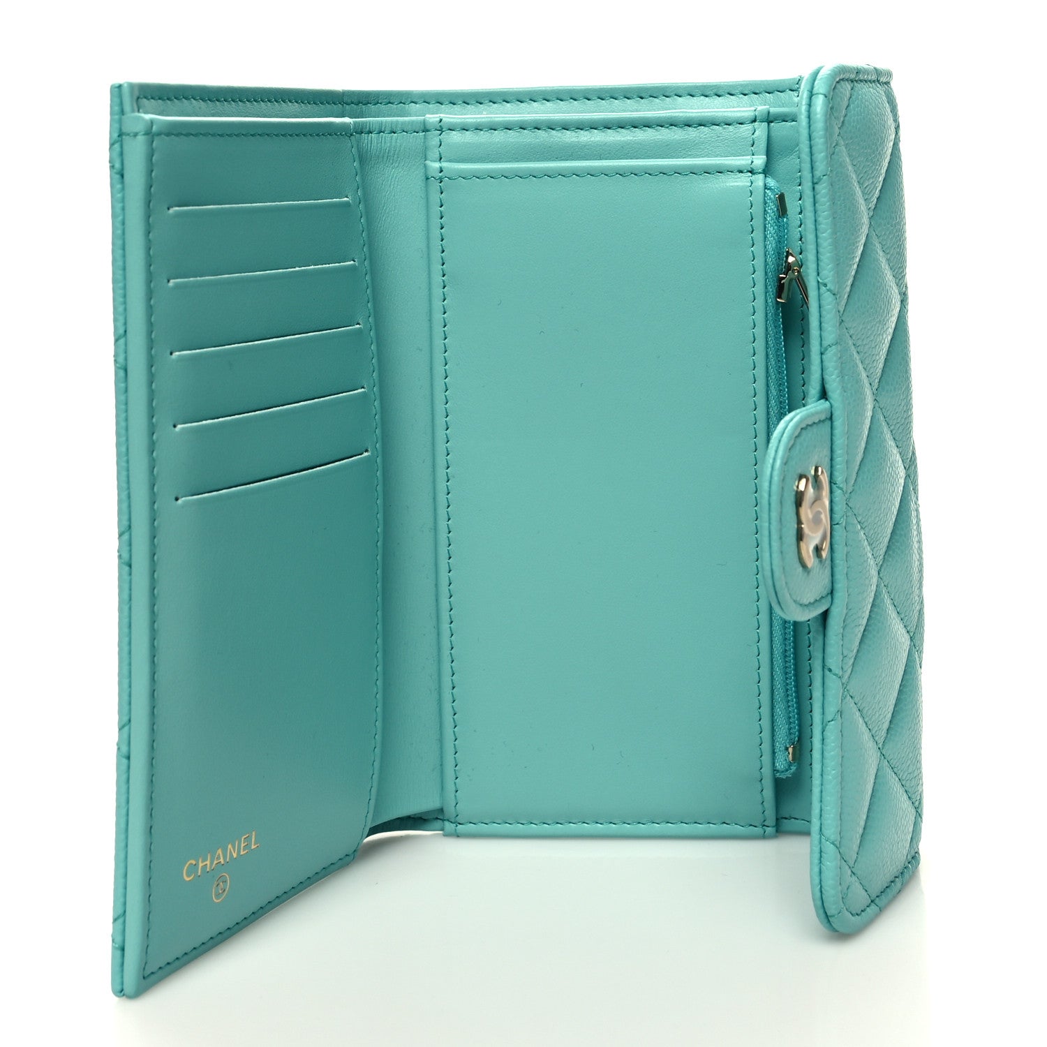 Chanel Caviar Quilted Medium Flap Wallet Turquoise 5 of 11