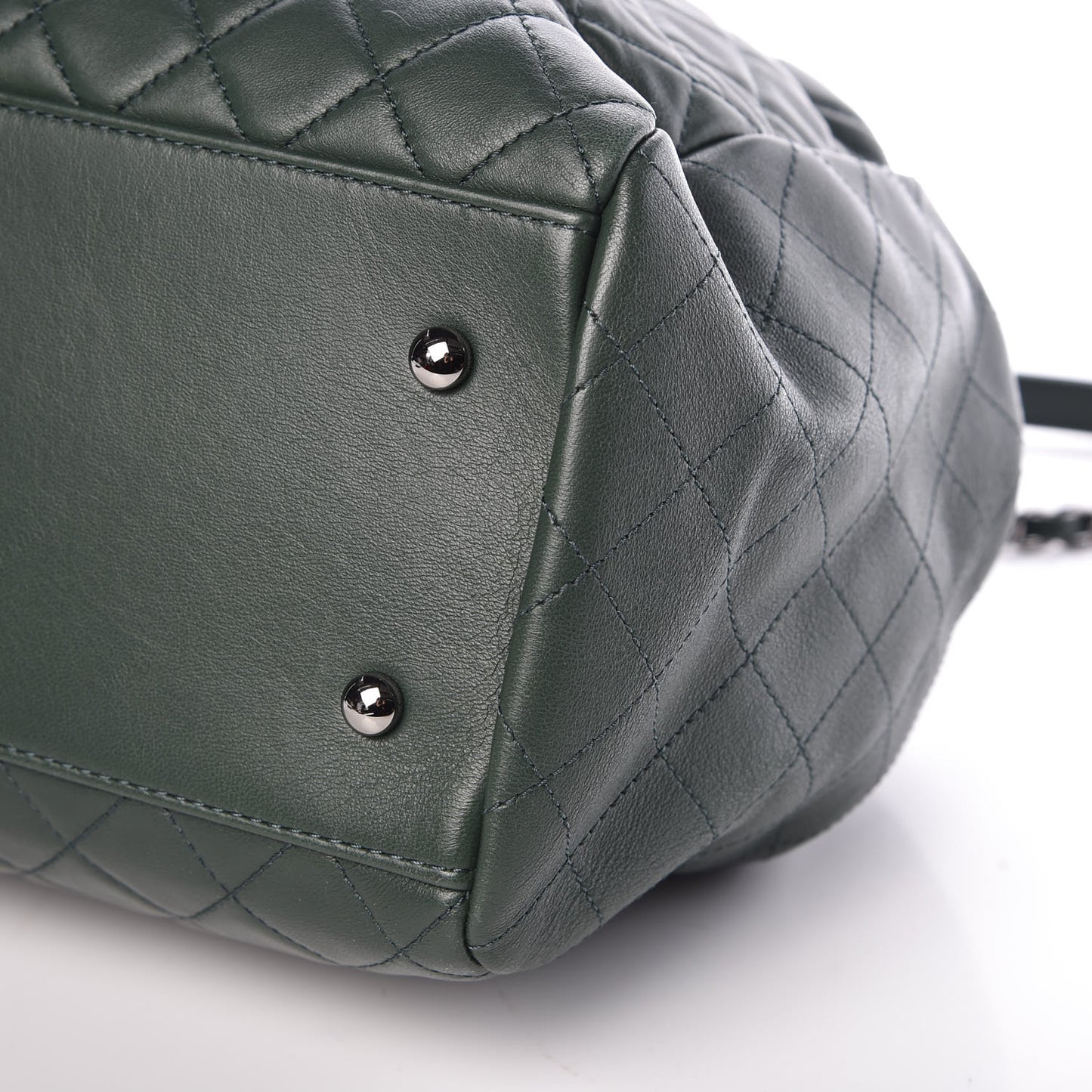 Lambskin Quilted Large Drawstring Shoulder Bag Green