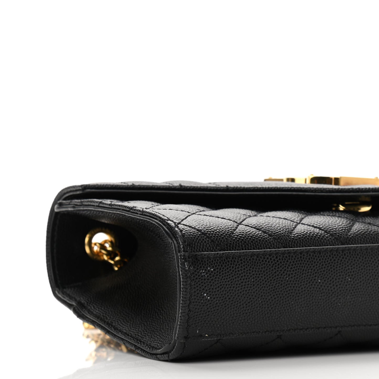 Grain De Poudre Textured Mixed Matelasse Triquilt Small Monogram Satchel Black