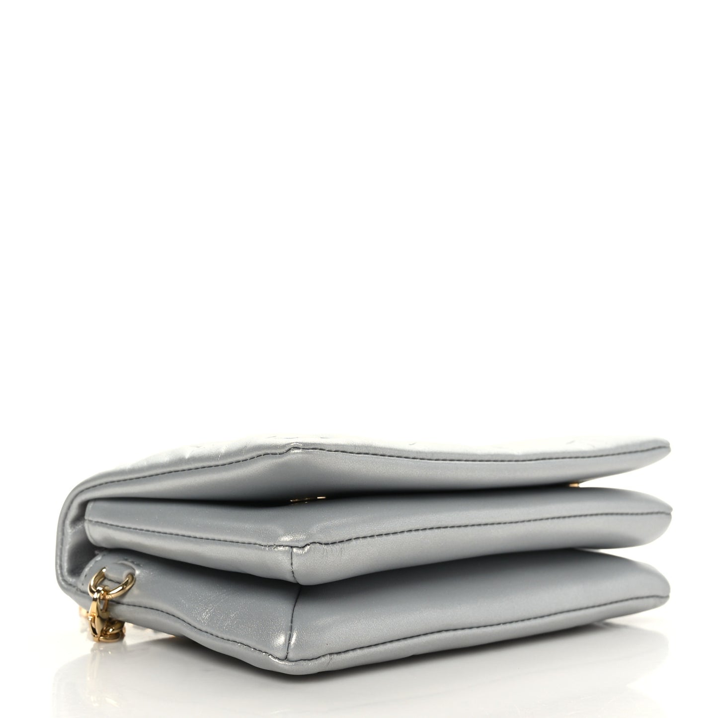 Metallic Lambskin Embossed Monogram Pochette Coussin Silver