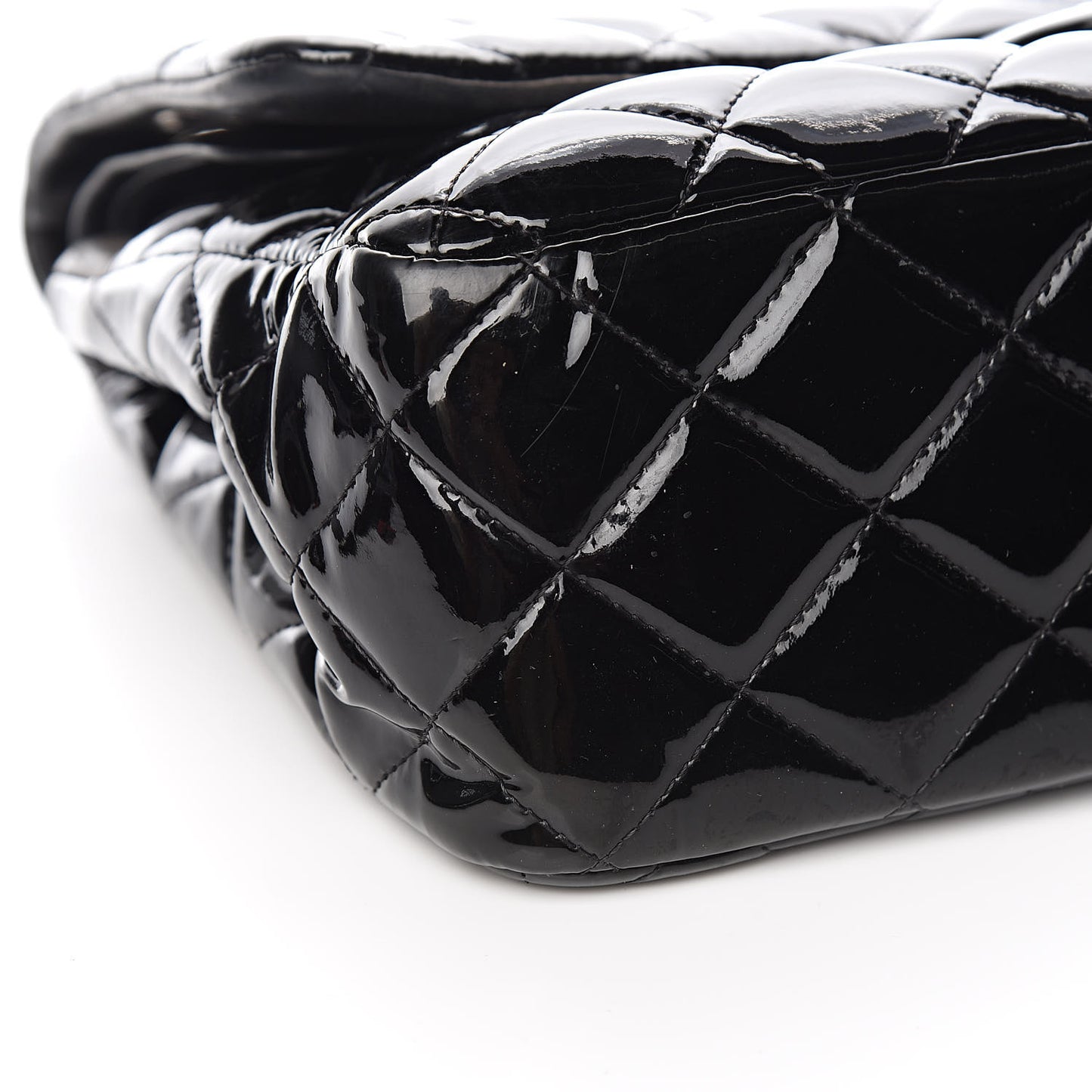 Patent Quilted Jumbo Double Flap Black