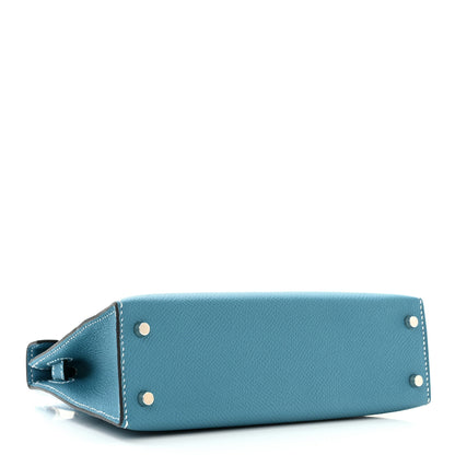 Hermes Epsom Mini Kelly Sellier 20 New Blue Jean 4 of 9