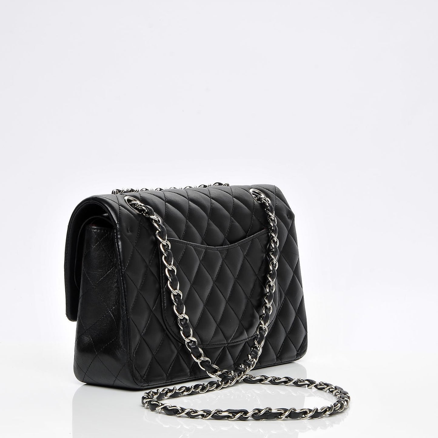 Lambskin Quilted Medium Double Flap Black