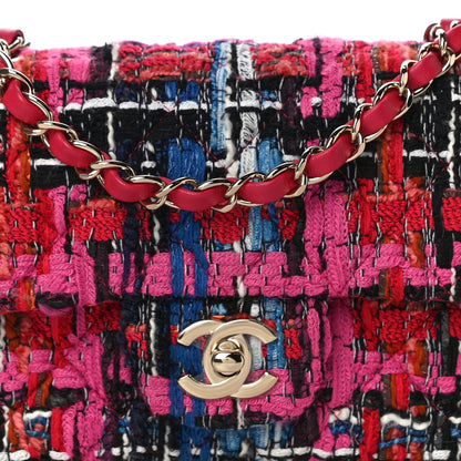 Chanel Tweed Quilted Mini Rectangular Flap Red Pink Black 8 of 12
