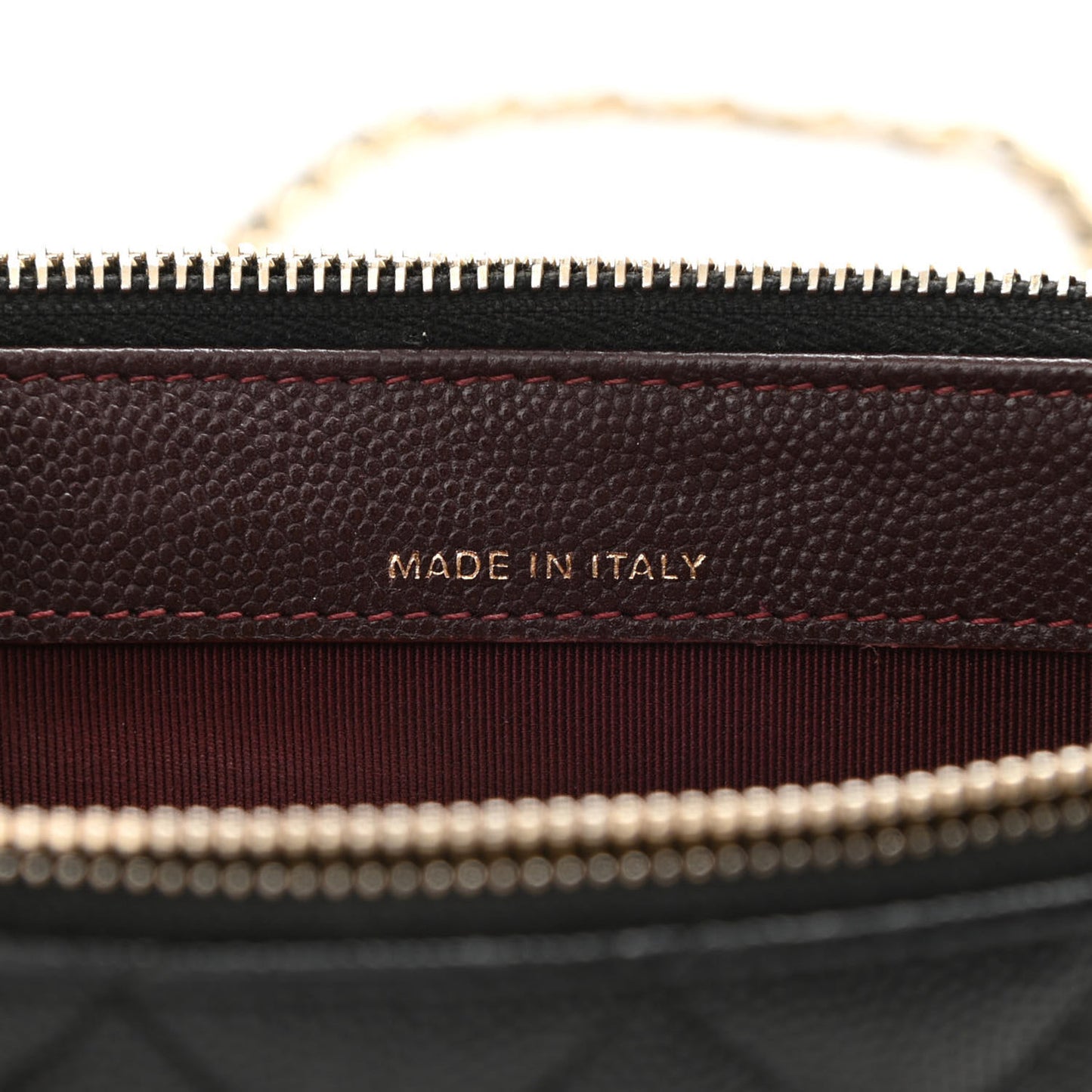 Caviar Quilted Small Clutch With Chain Black