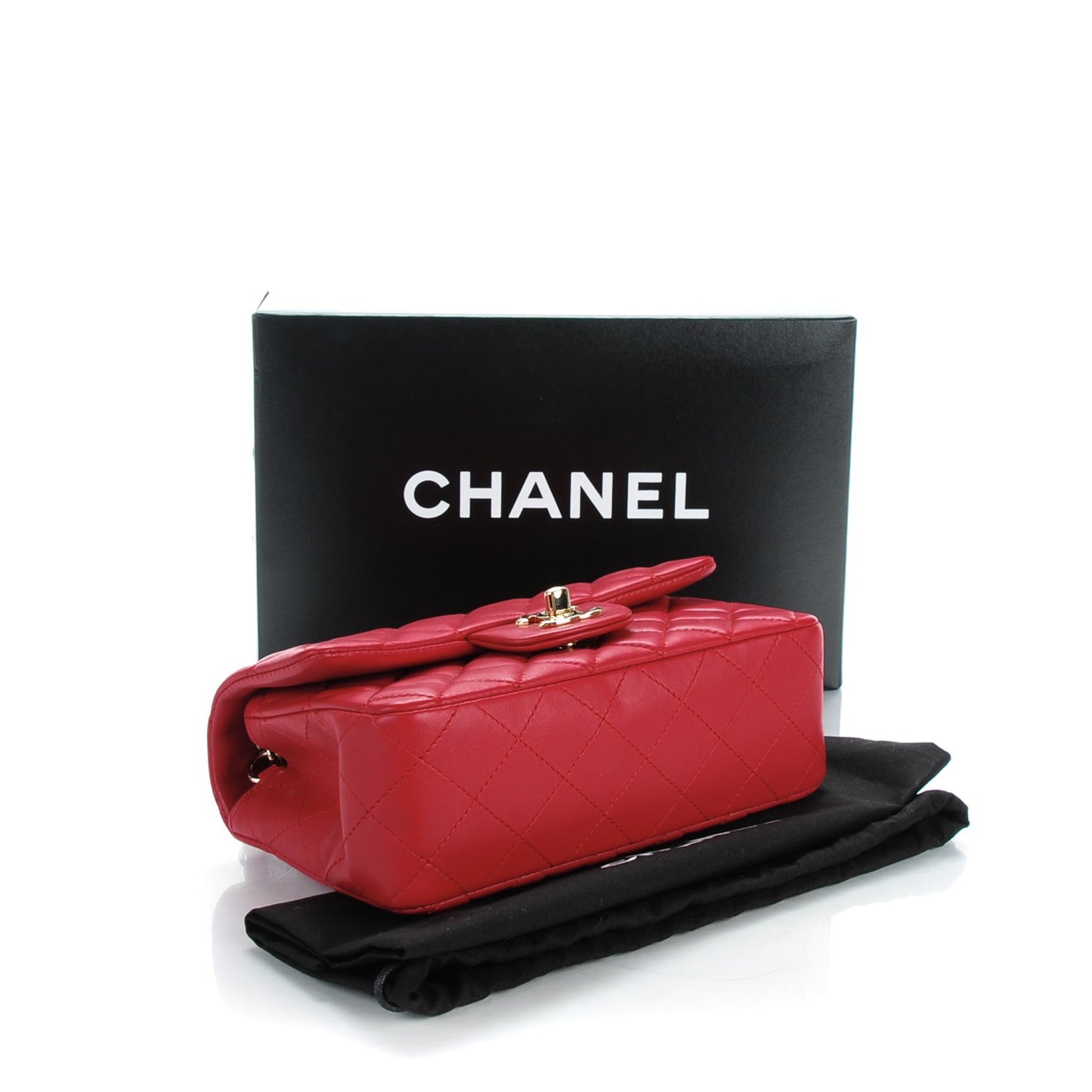 Lambskin Quilted Mini Rectangular Flap Dark Pink