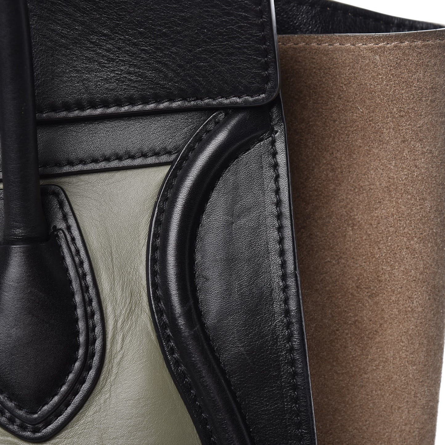 Satin Calfskin Suede Micro Tri-Color Luggage Almond