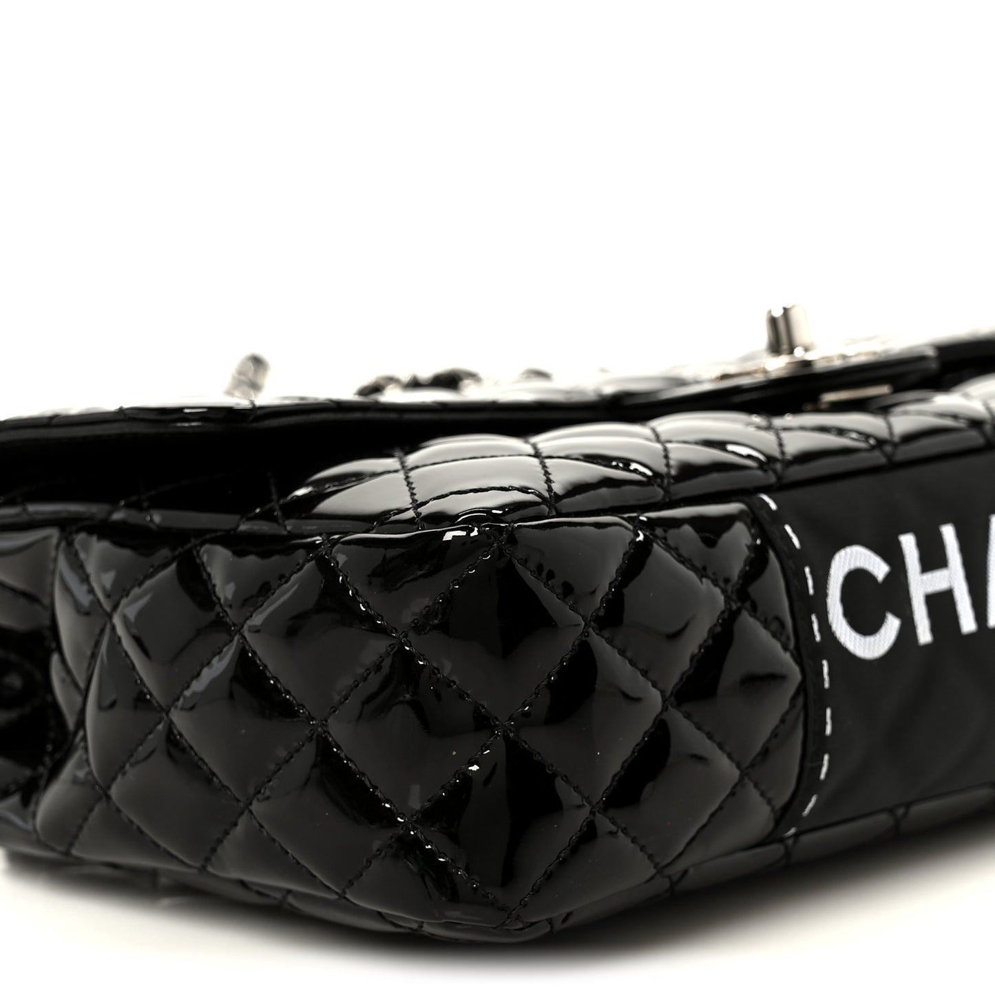 Patent Quilted Secret Label Medium Flap Black