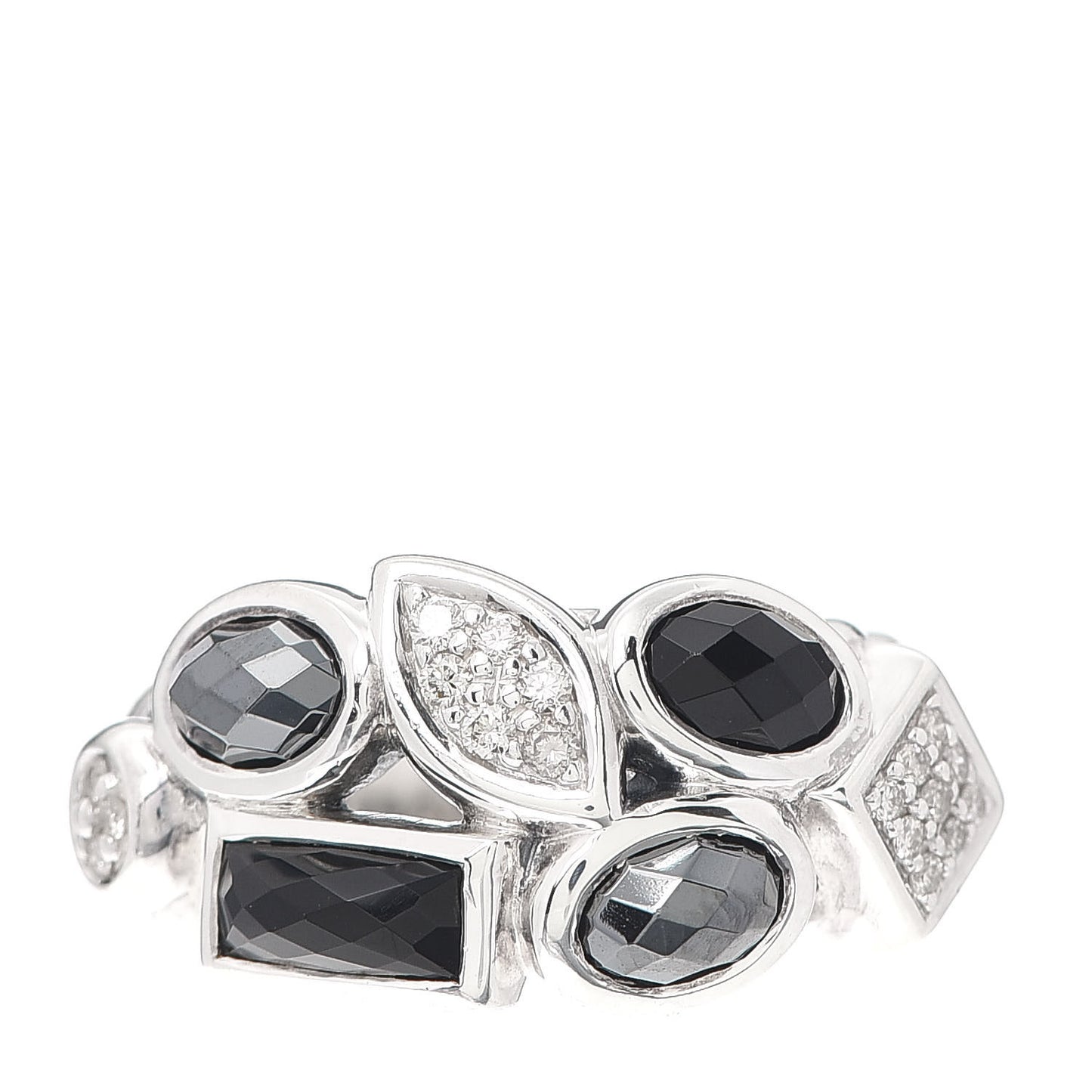 Sterling Silver Diamond Black Onyx Hematite Confetti Ring 54 7