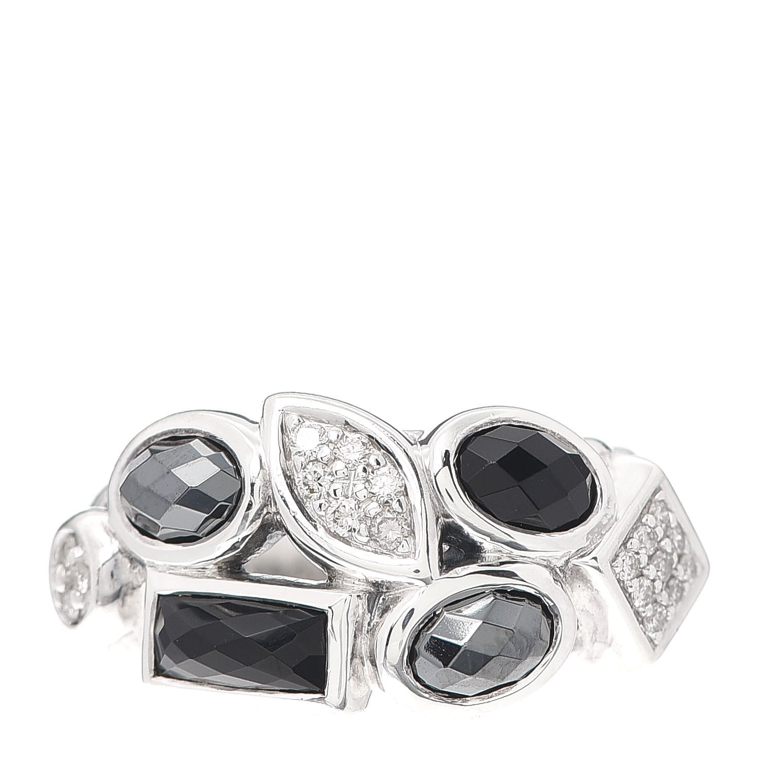 David Yurman Sterling Silver Diamond Black Onyx Hematite Confetti Ring 54 7 1 of 4