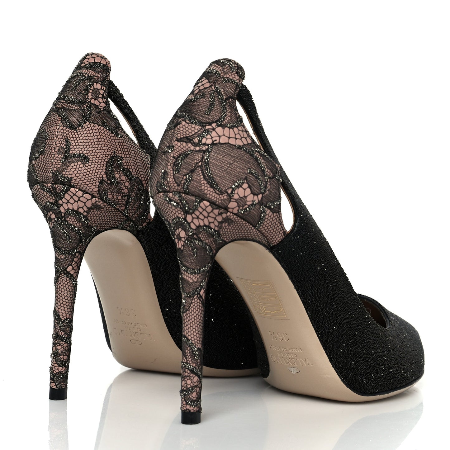 Caviar Crystal Lace Pumps 36.5 Black