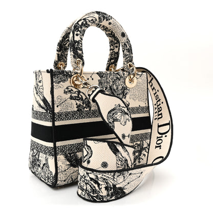 Christian Dior Canvas Embroidered Zodiac Toile De Jouy Medium Lady D-Lite Latte 3 of 10