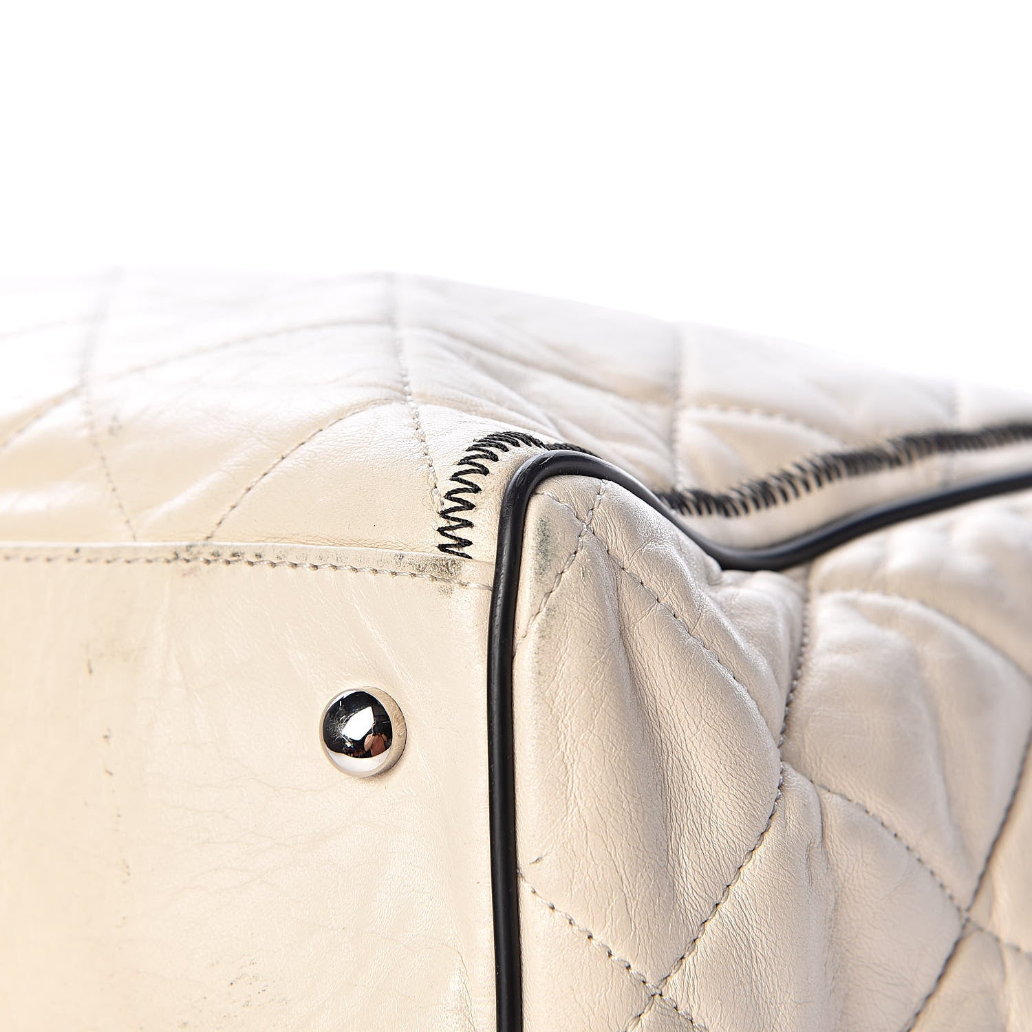 Chanel Lambskin Quilted East West Tote Ivory 14 of 18
