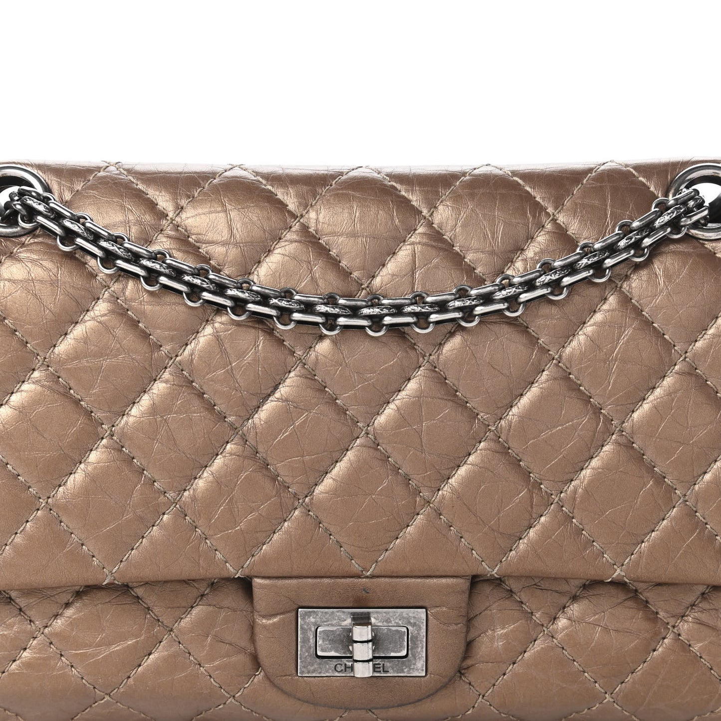 Metallic Aged Calfskin Quilted 2.55 Reissue 225 Flap Bronze
