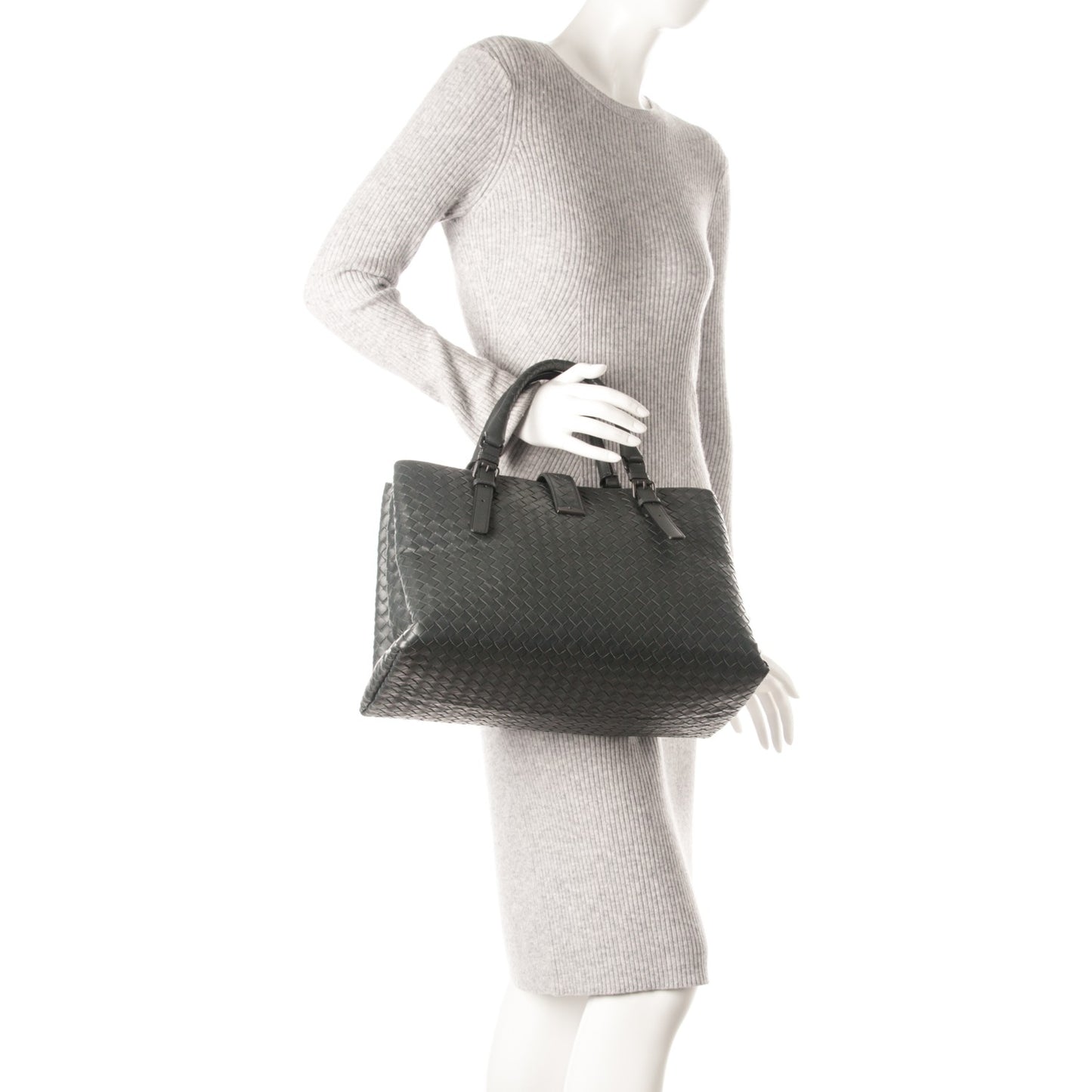 Nappa Intrecciato Medium Roma Tote Charcoal