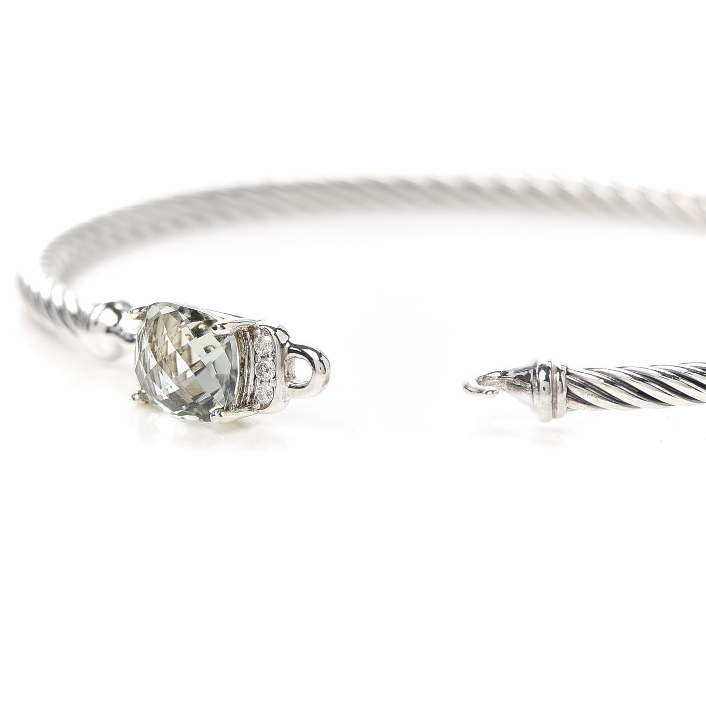 Sterling Silver Diamond Prasiolite 3mm Petite Wheaton Bracelet