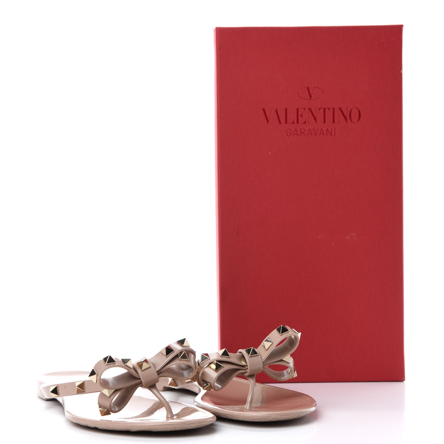 Valentino Garavani PVC Jelly Rockstud Bow Thong Sandals 40 Poudre 10 of 10