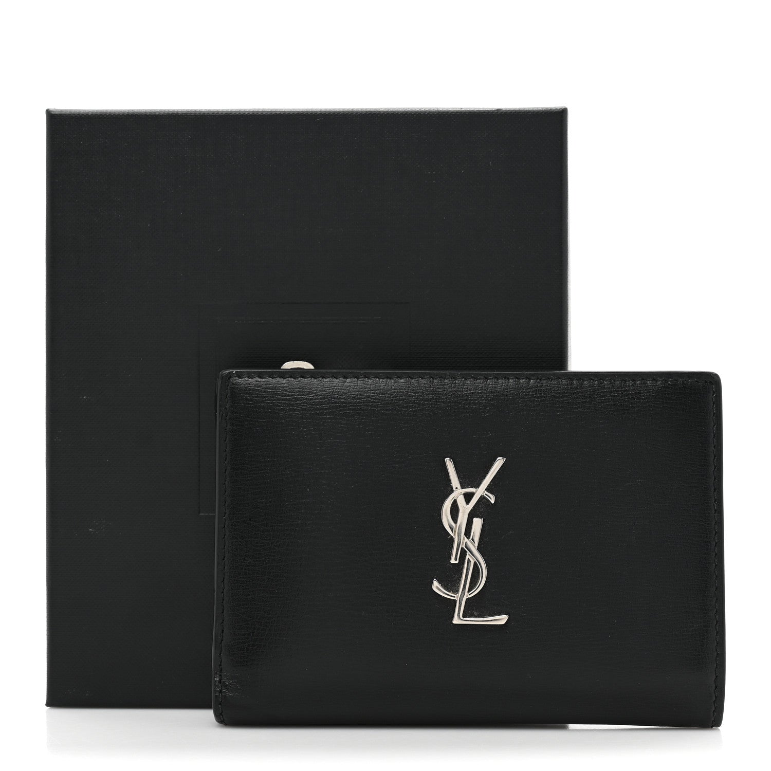 Saint Laurent Calfskin Monogram Bi Fold Zipped Wallet Black 12 of 12