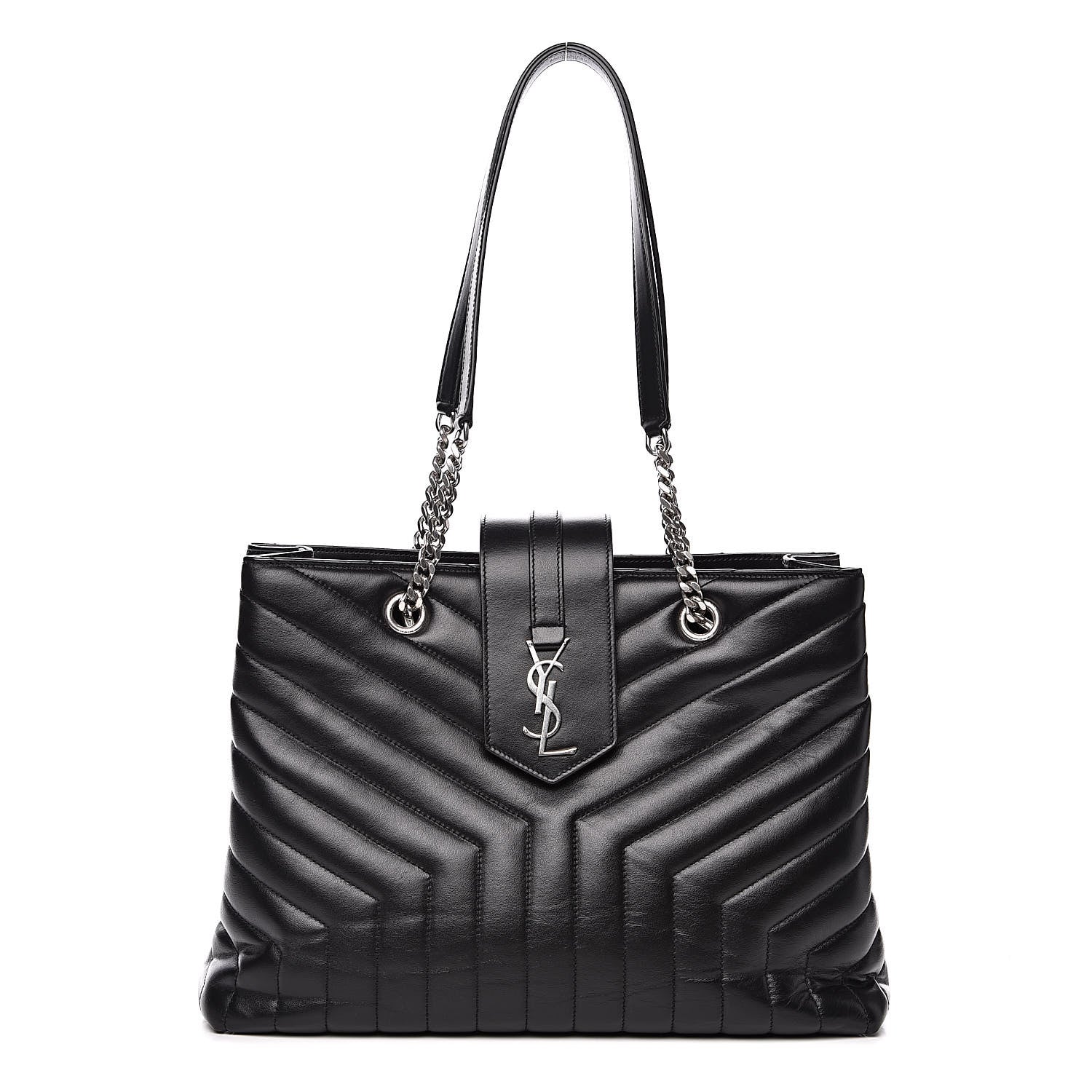 Saint Laurent Calfskin Y Quilted Monogram Large Loulou Shopper Black 1 of 15