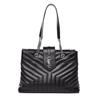 Saint Laurent Calfskin Y Quilted Monogram Large Loulou Shopper Black 1 of 15