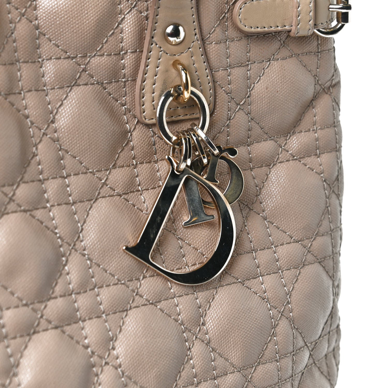 Christian Dior Coated Canvas Cannage Medium Panarea Tote Beige 11 of 12