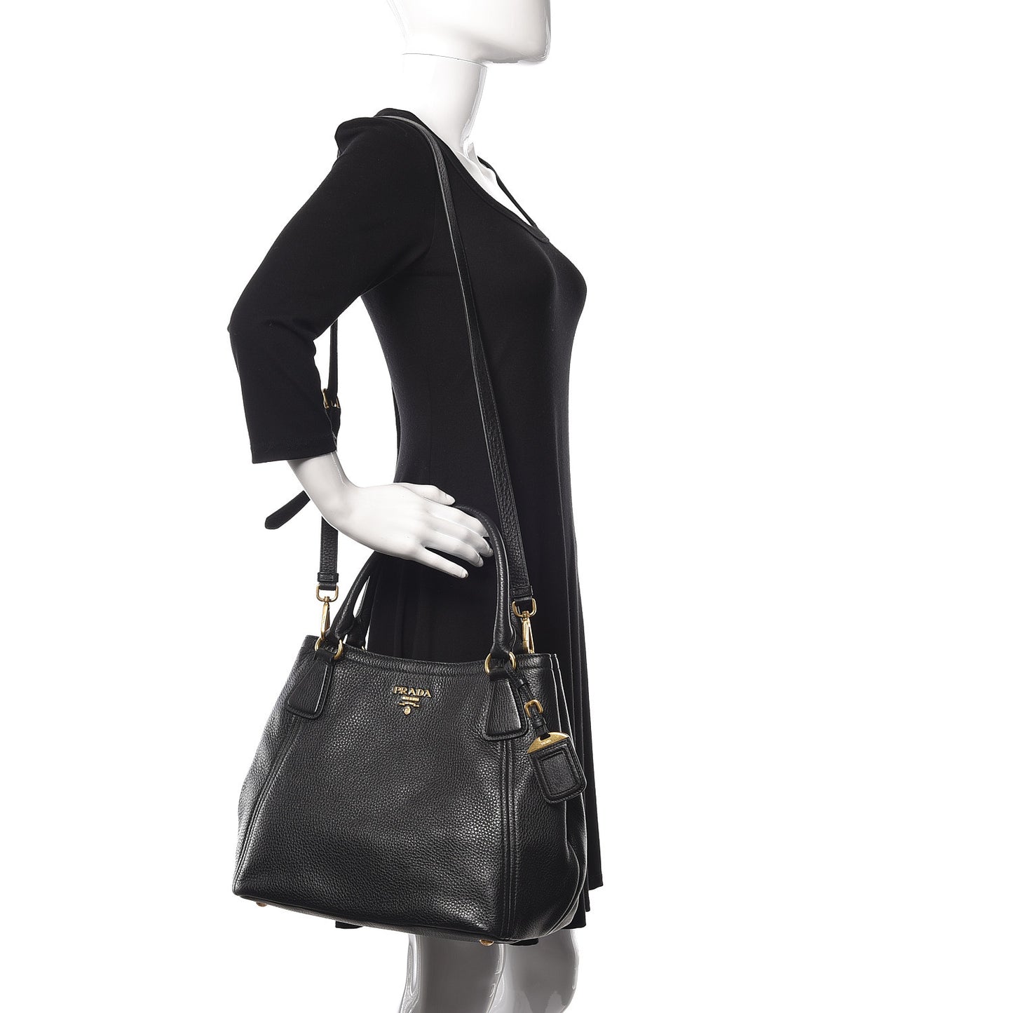 Vitello Daino Shopping Tote Black