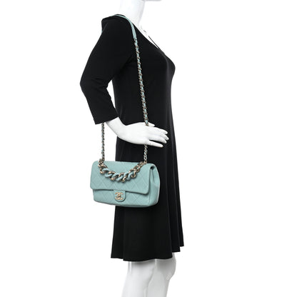 Chanel Lambskin Quilted Resin Bi-Color Chain Flap Bag Light Blue 2 of 10