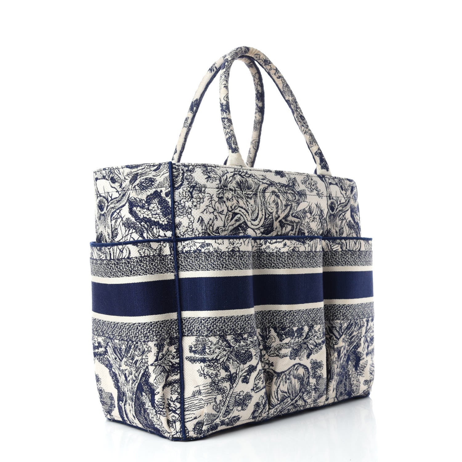 Christian Dior Canvas Embroidered Toile De Jouy Catherine Tote Blue 3 of 10