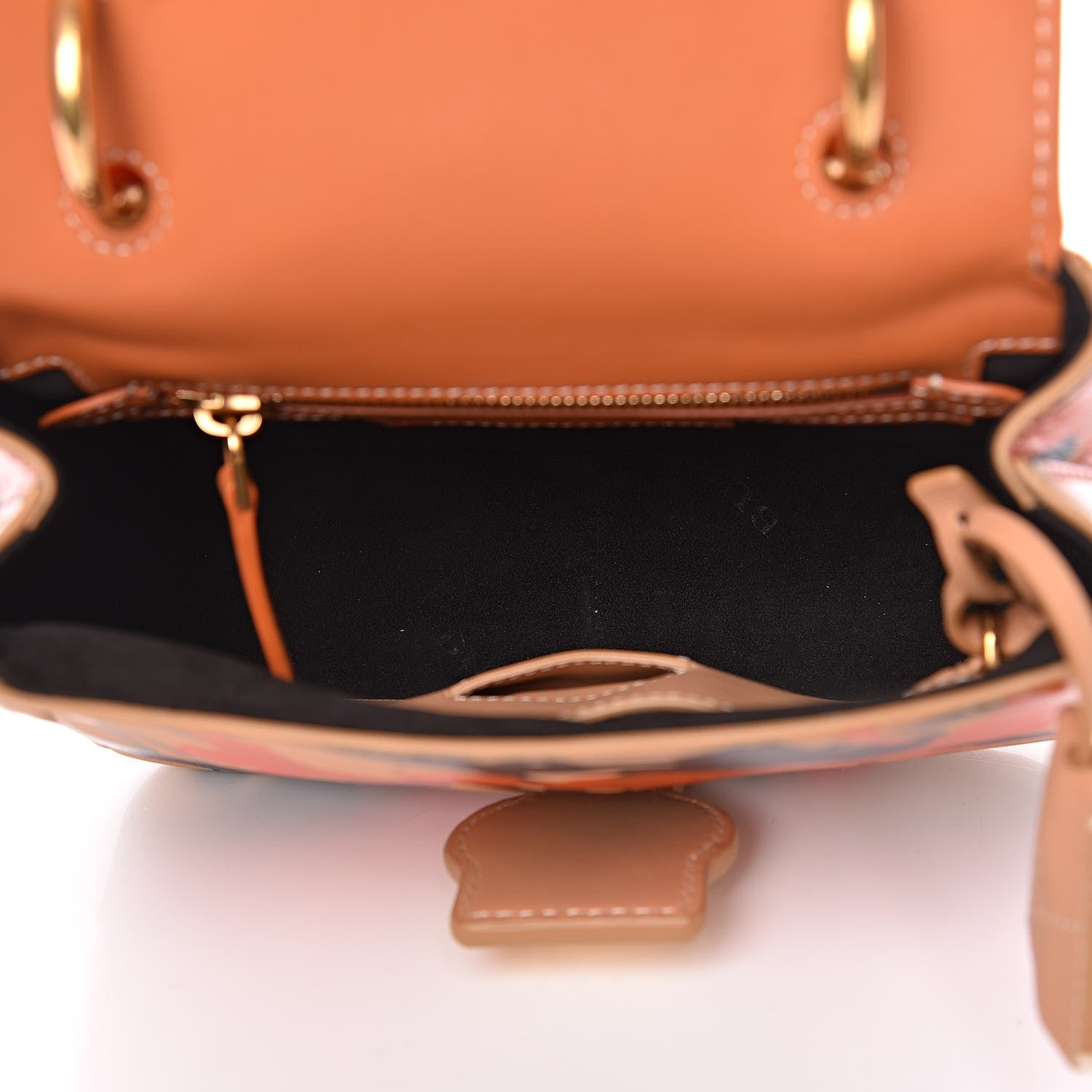 Burberry Trench Calfskin Splash Print Small DK88 Top Handle Bag Pale Clementine Burnt Sienna 5 of 15