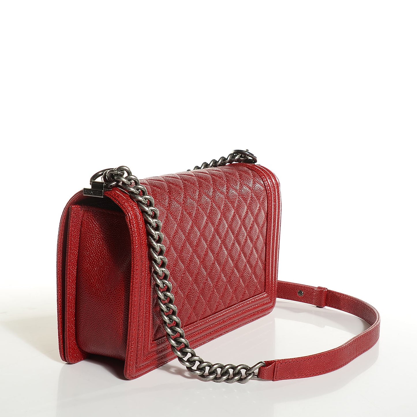 Caviar Quilted New Medium Boy Flap Dark Red