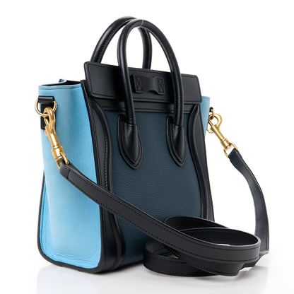 Celine Drummed Calfskin Nubuck Nano Tri-Color Luggage Milky Blue 3 of 10
