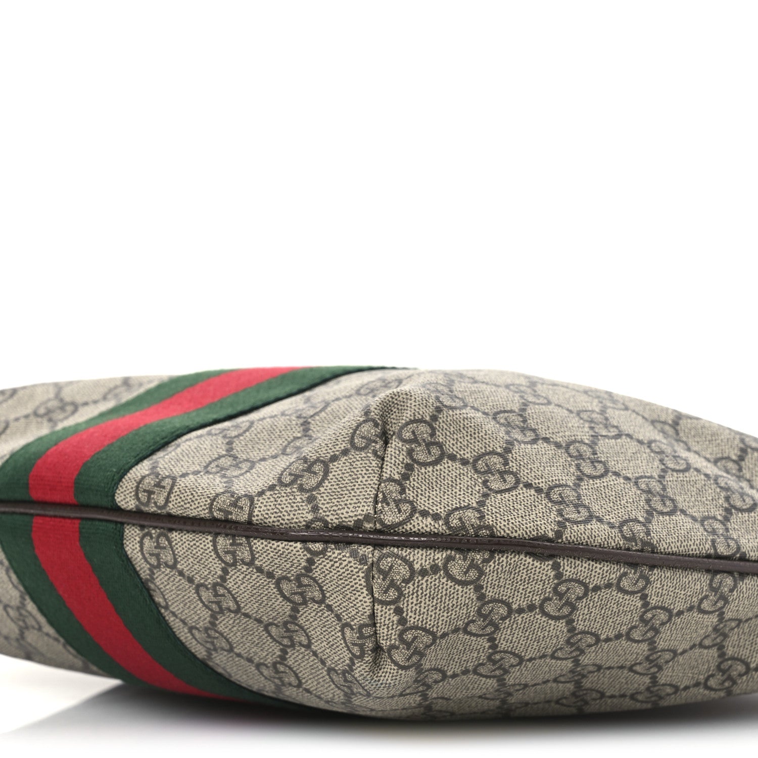 Gucci GG Supreme Monogram Textured Dollar Calfskin Web Small Ophidia Half Moon Hobo Beige Ebony New Acero 10 of 10