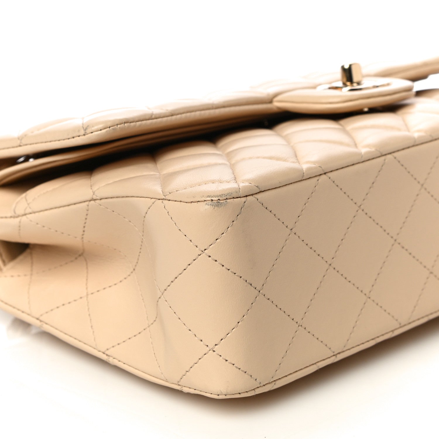 Chanel Lambskin Quilted Medium Double Flap Beige 9 of 14