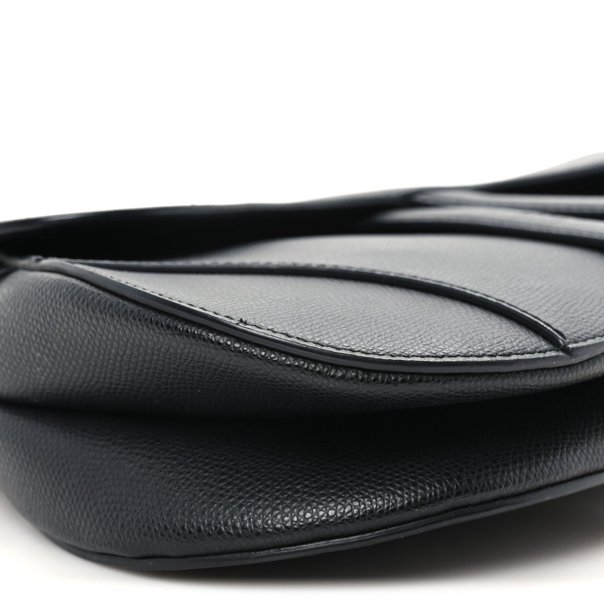 Grained Calfskin Saddle Bag Black