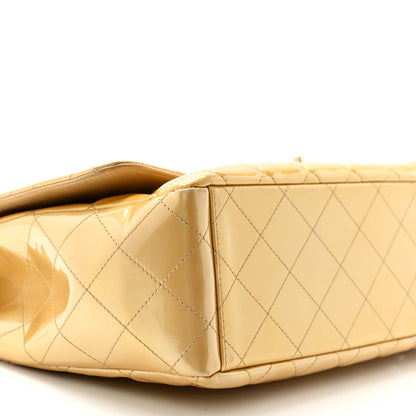 Chanel Metallic Patent Quilted Maxi Single Flap Beige 9 of 13