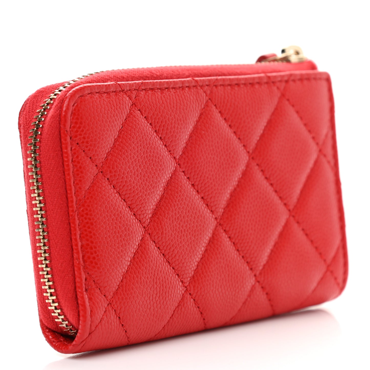 Caviar Quilted Zipped Key Holder Case Red