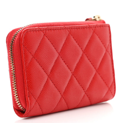 Chanel Caviar Quilted Zipped Key Holder Case Red 2 of 6