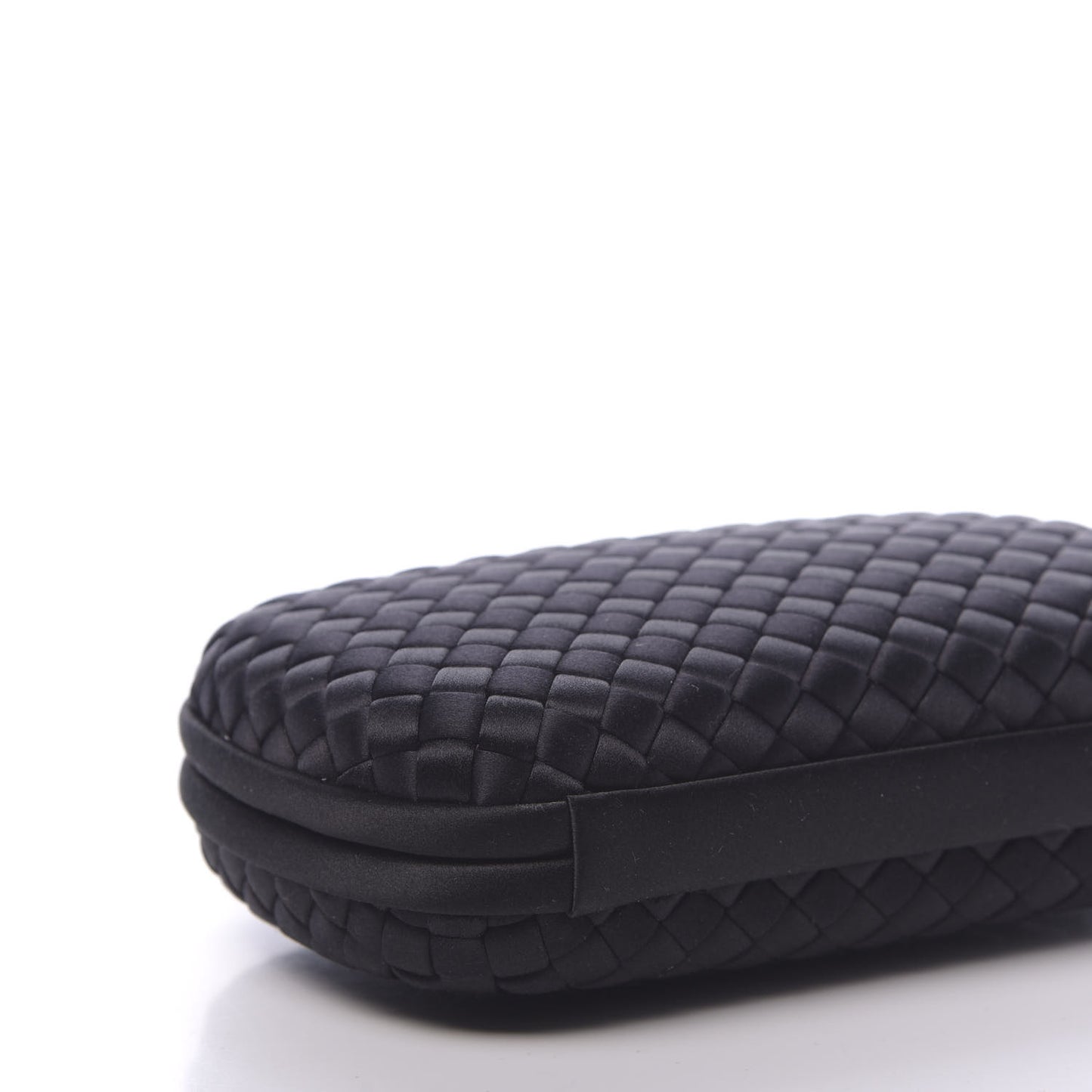 Satin Intrecciato Chain Knot Clutch Black