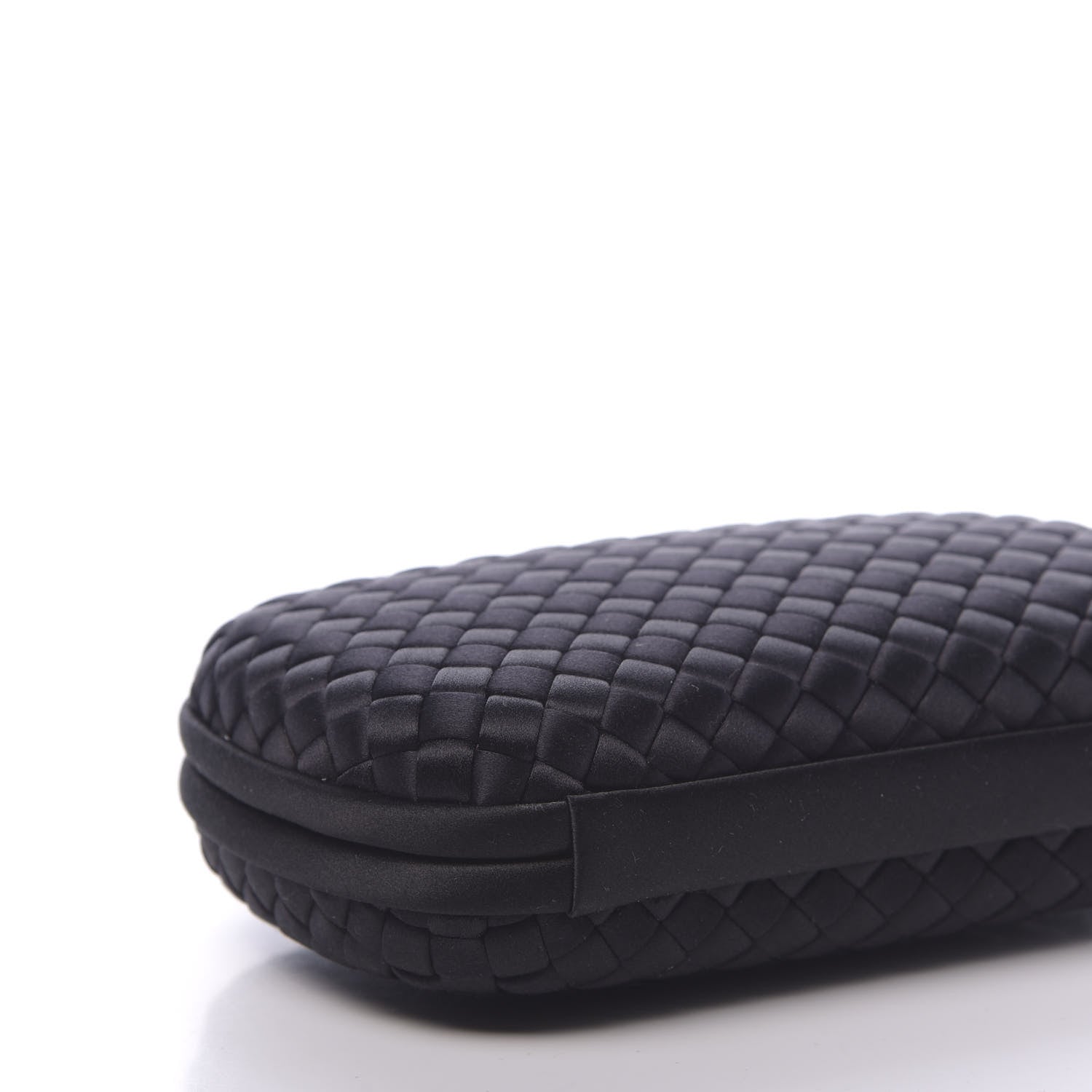 Bottega Veneta Satin Intrecciato Chain Knot Clutch Black 6 of 8