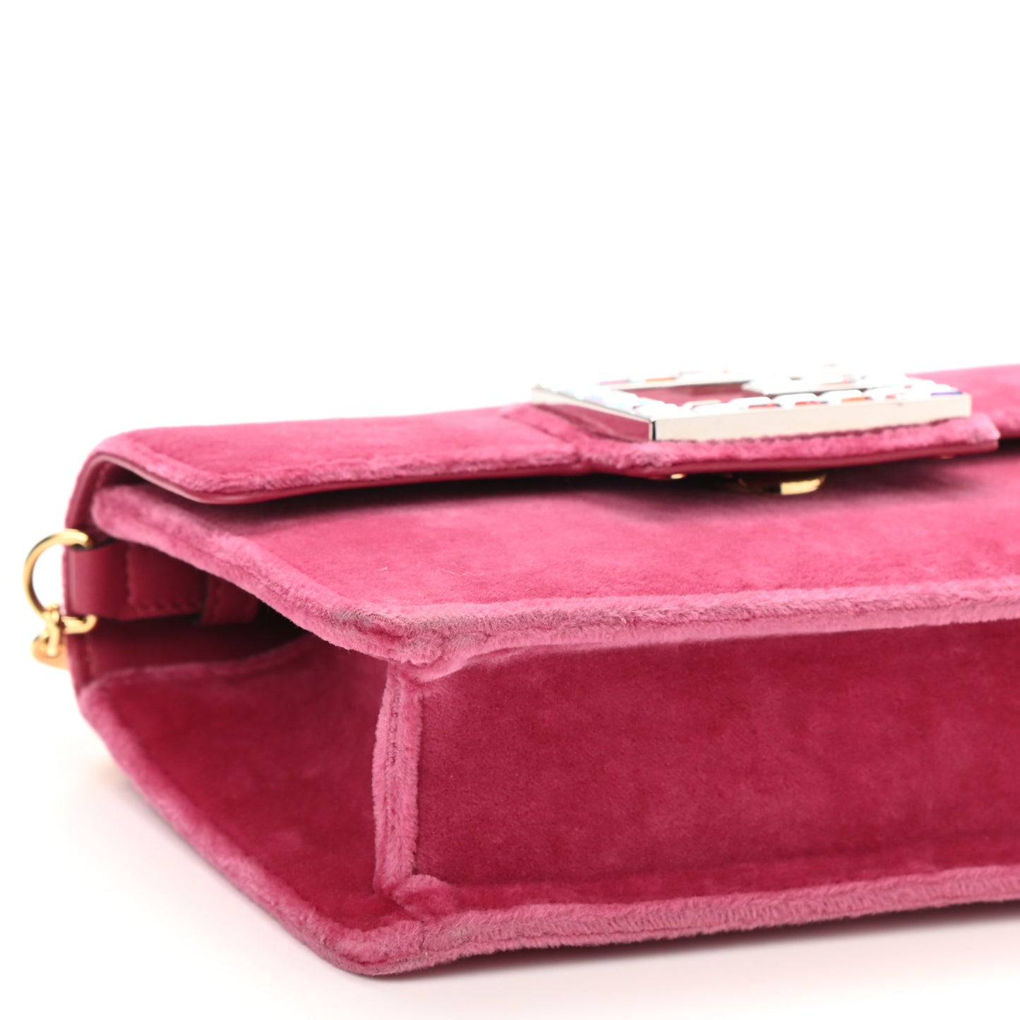 Velvet Crystal Square G Shoulder Bag Light Raspberry Rose
