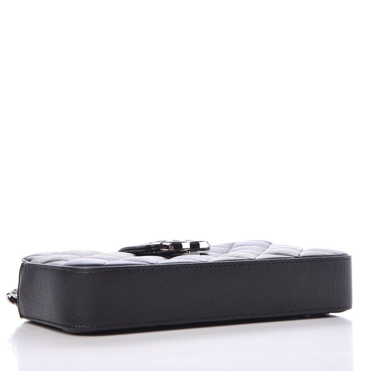 Lambskin Quilted CC Box Clutch With Chain Black