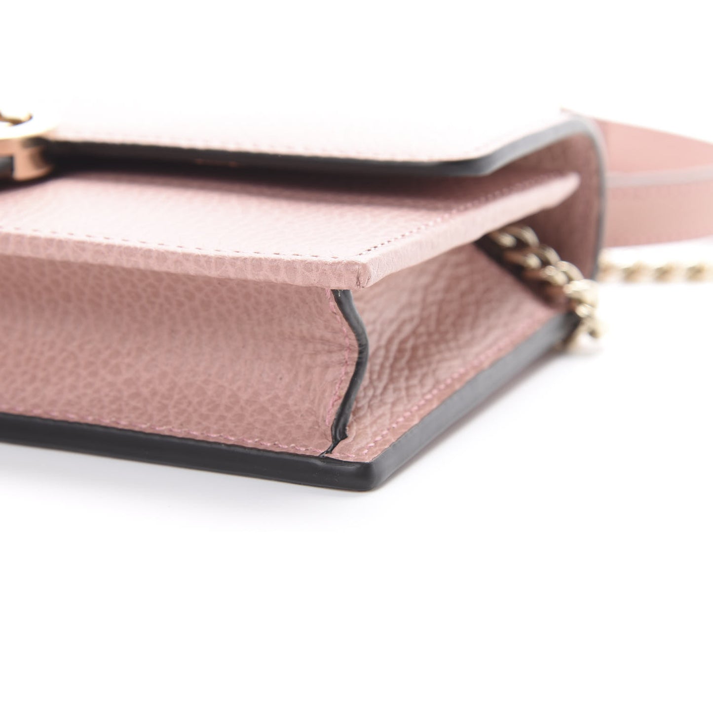 Dollar Calfskin Interlocking G Chain Wallet Soft Pink