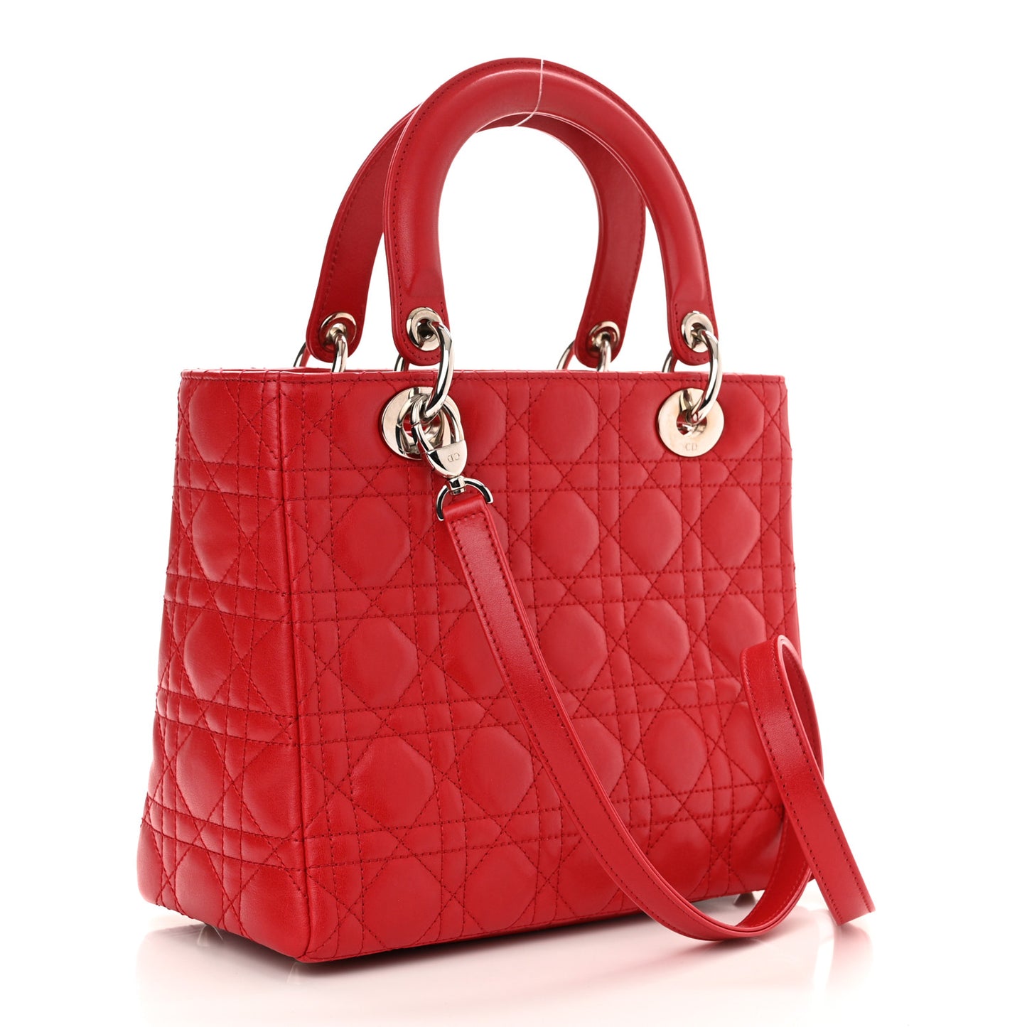 Lambskin Cannage Medium Lady Dior Red
