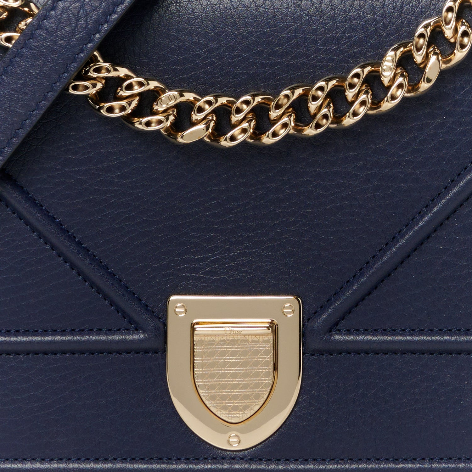 Christian Dior Grained Calfskin Medium Diorama Flap Bag Blue 9 of 12