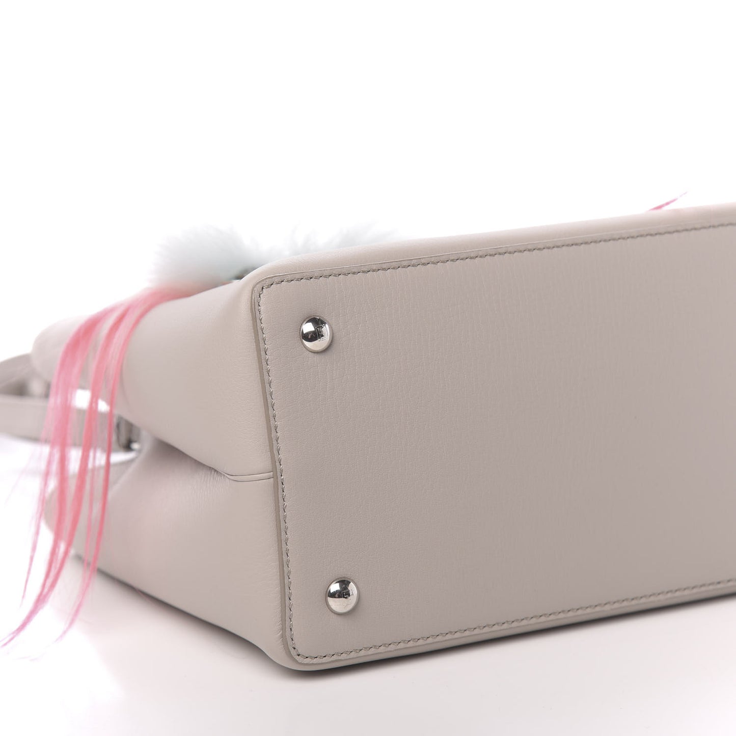 Vitello Dolce Fox Goat Bi-Color Sad Eyes Mirror Charm Petite 2Jours Tote Grigio Polvere Black